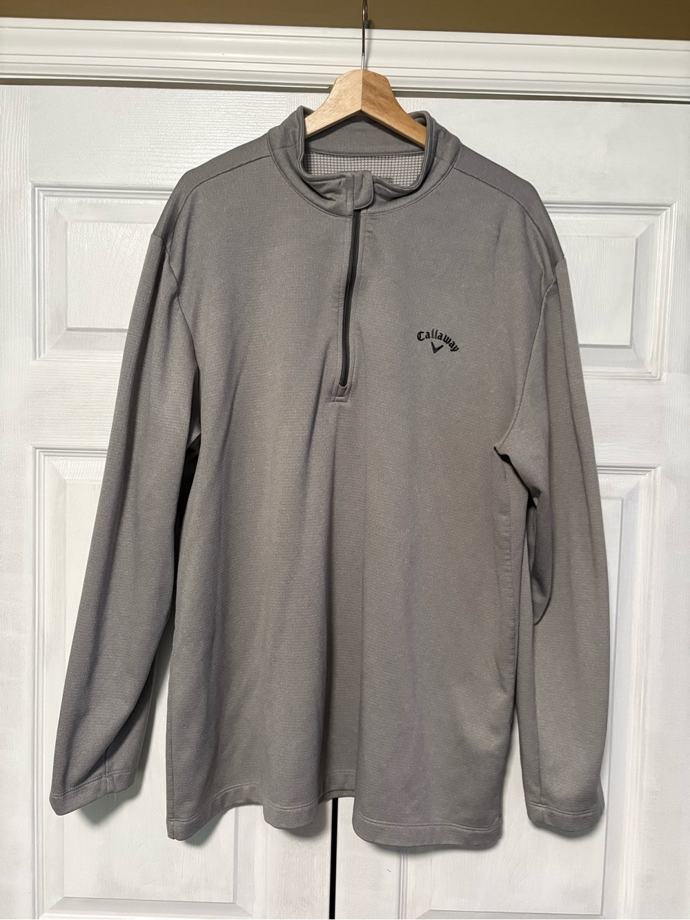 Callaway Weather Series Waffle Knit Fleece 1/4 Zip Pullover Grey XXL